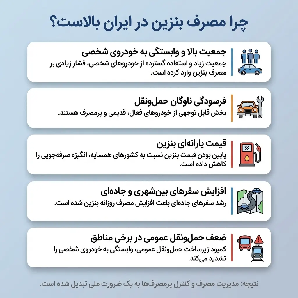 چرا مصرف بنزین ایران بالاست؟